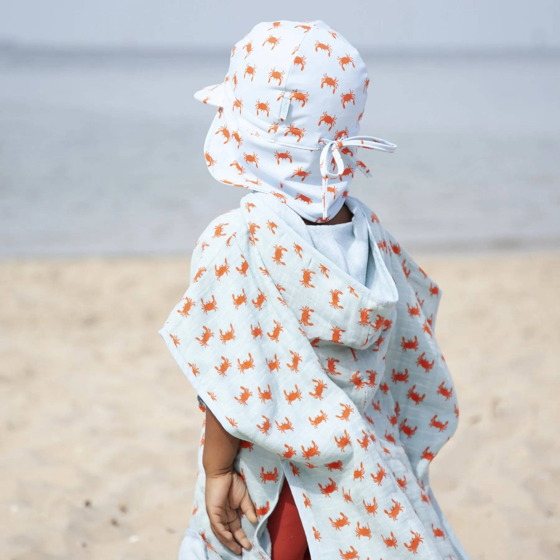 Acorn Kids: Crab Swim Flap Cap Blue Orange White