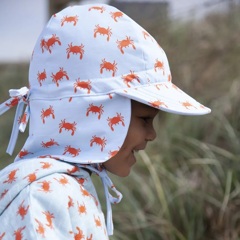 Acorn Kids: Crab Swim Flap Cap Blue Orange White