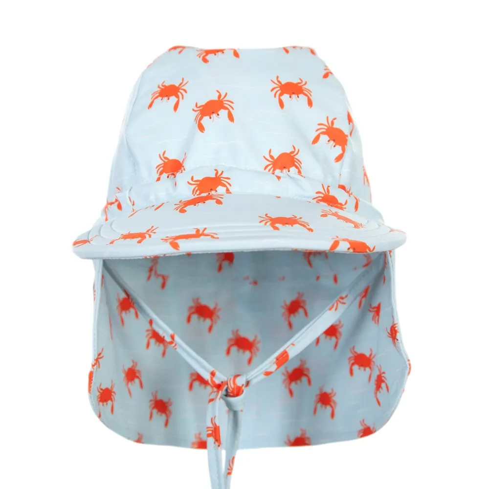 Acorn Kids: Crab Swim Flap Cap Blue Orange White