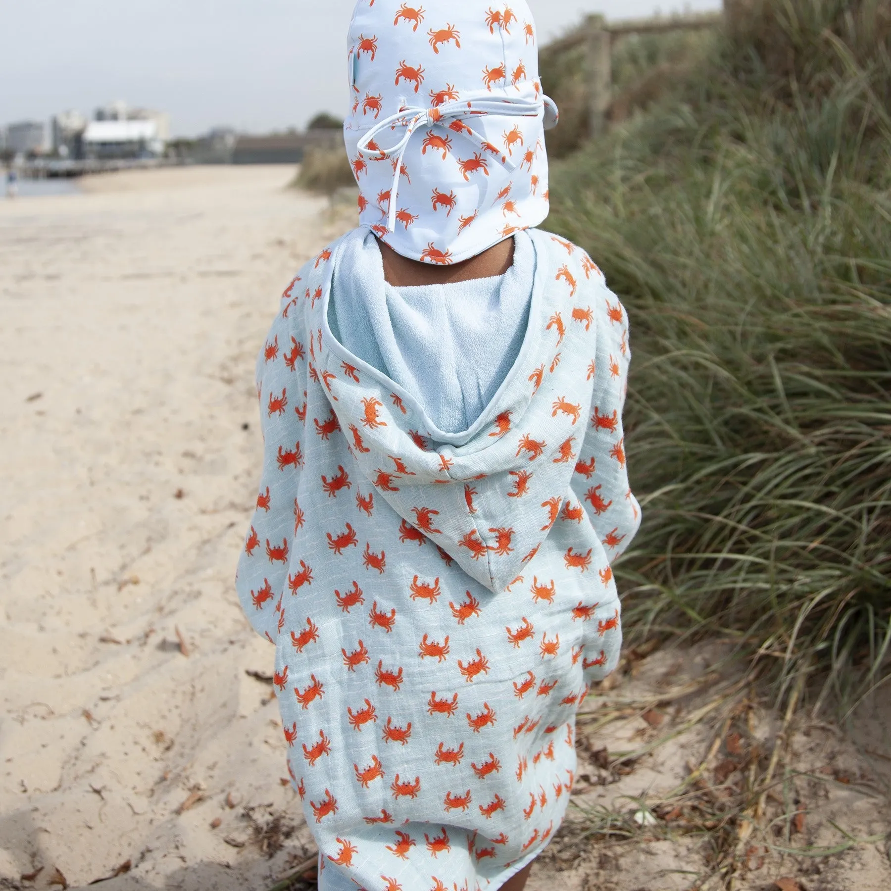 Acorn Kids: Crab Swim Flap Cap Blue Orange White