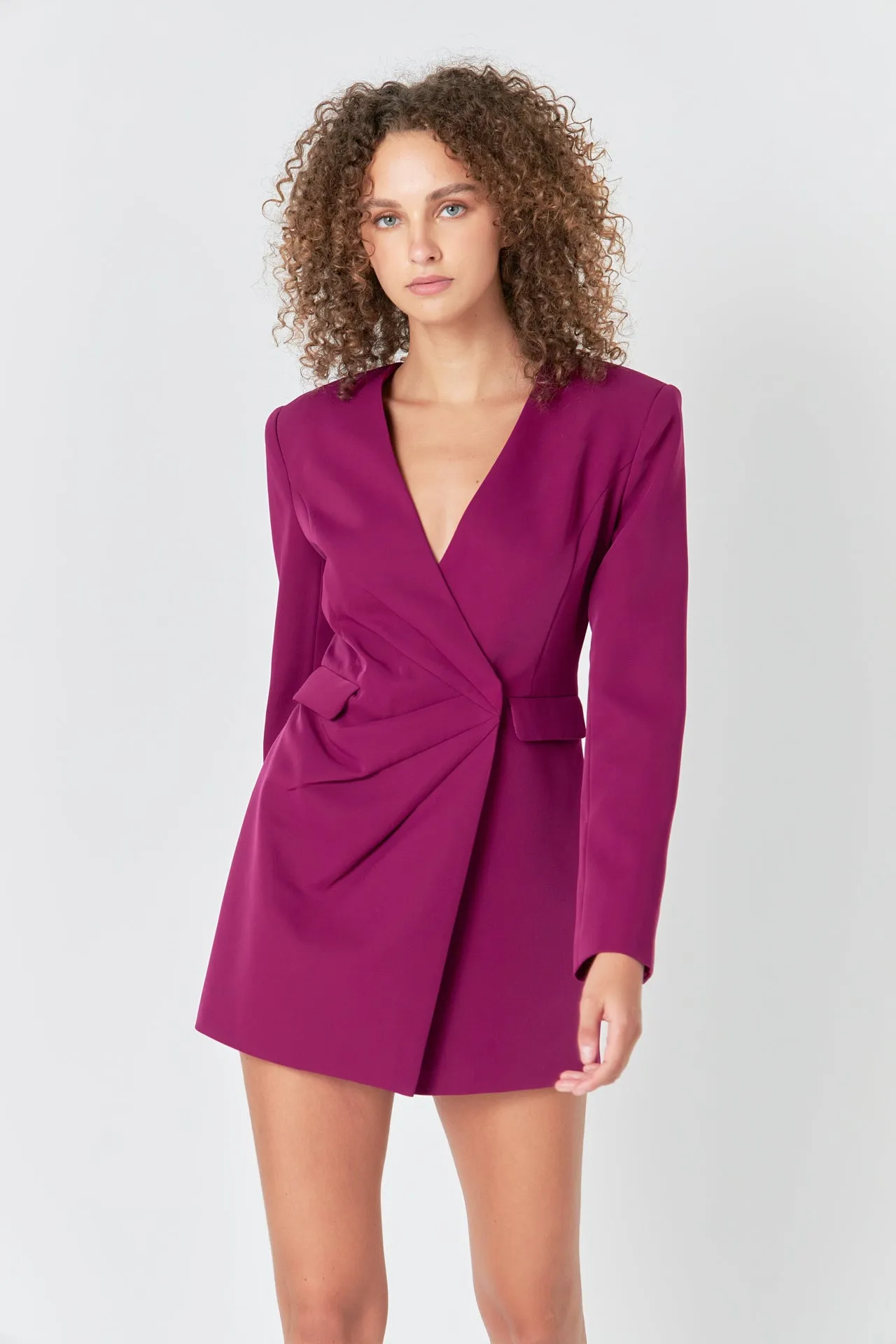 Drapped V-neckline Blazer Romper