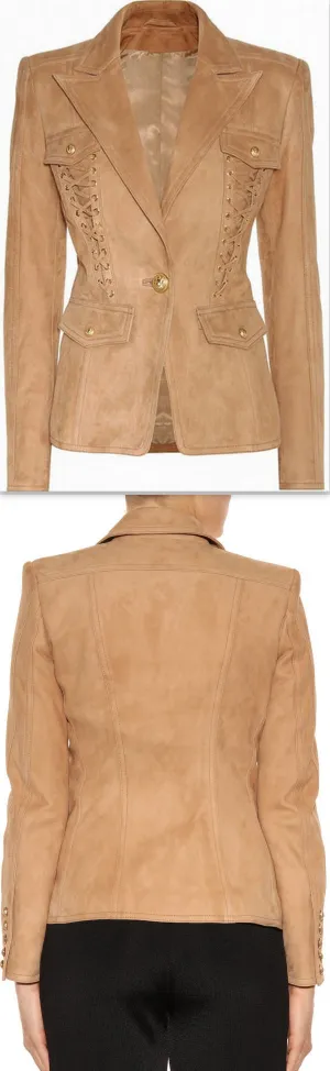 Embellished Suede Blazer