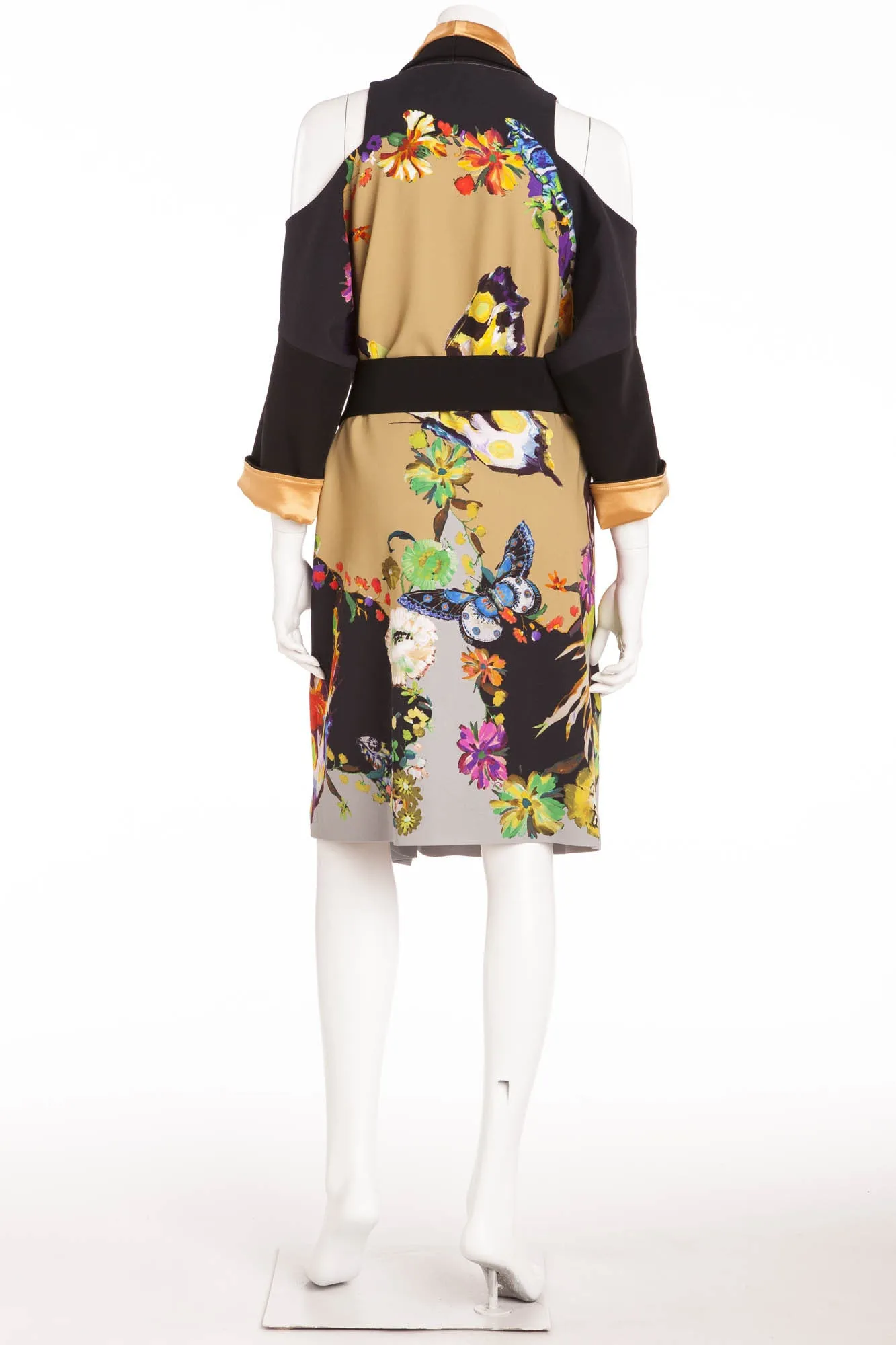 Etro - As Seen on the Runway 2013 Spring/Summer Collection - New with Tags Cold Shoulder 3/4 Sleeve Multicolor Dress with Belt - IT 42