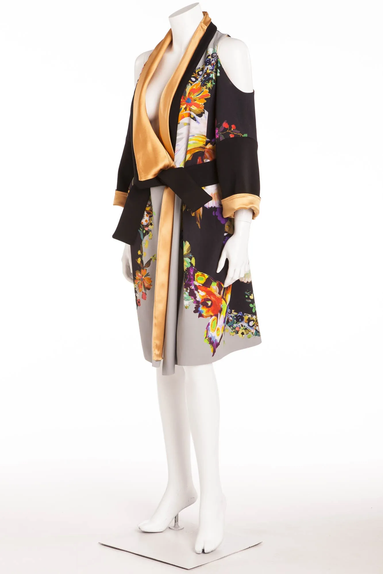 Etro - As Seen on the Runway 2013 Spring/Summer Collection - New with Tags Cold Shoulder 3/4 Sleeve Multicolor Dress with Belt - IT 42