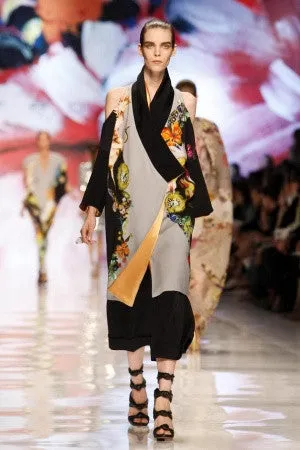 Etro - As Seen on the Runway 2013 Spring/Summer Collection - New with Tags Cold Shoulder 3/4 Sleeve Multicolor Dress with Belt - IT 42