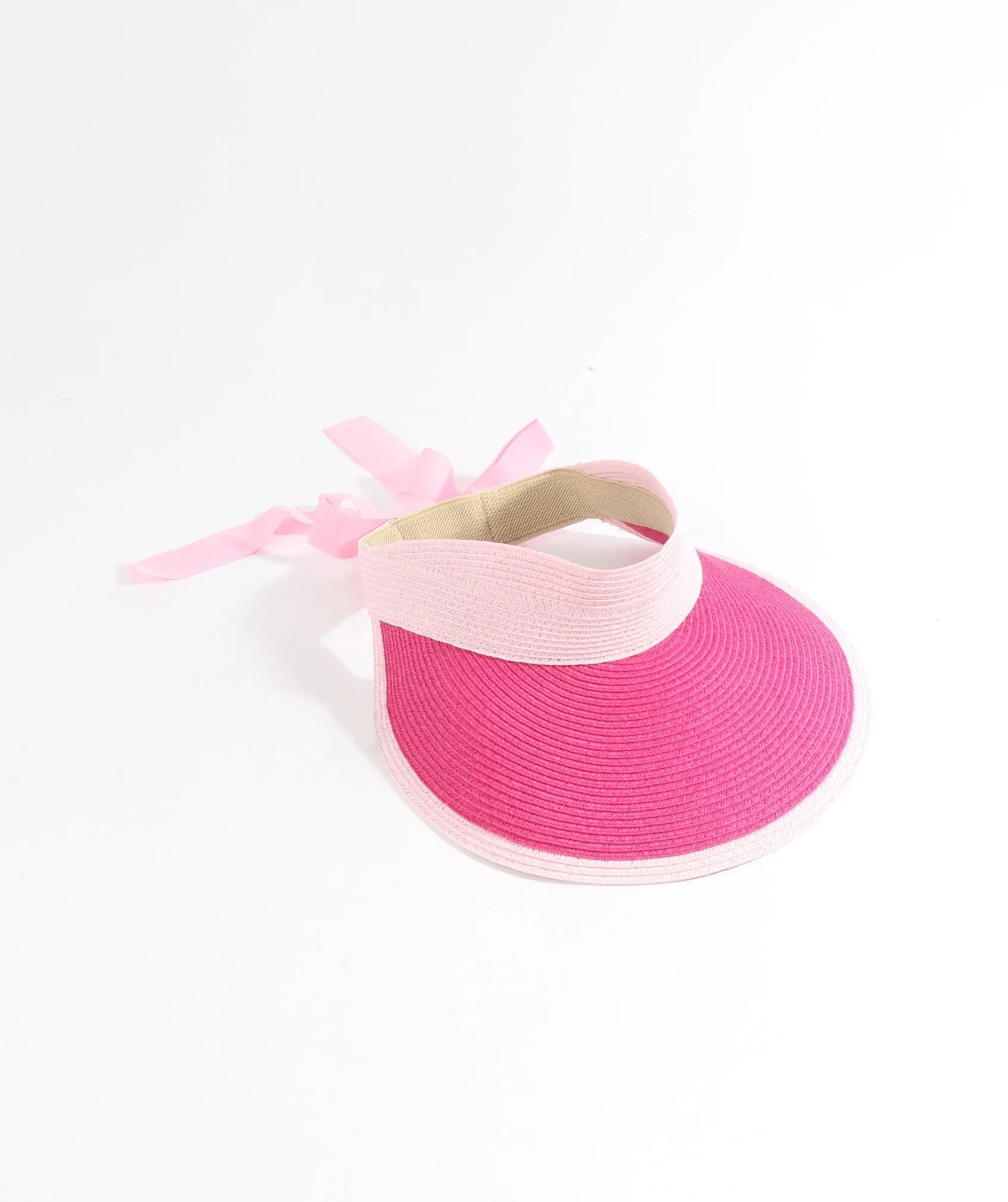 Hot Pink Two Tone Straw Sun Visor