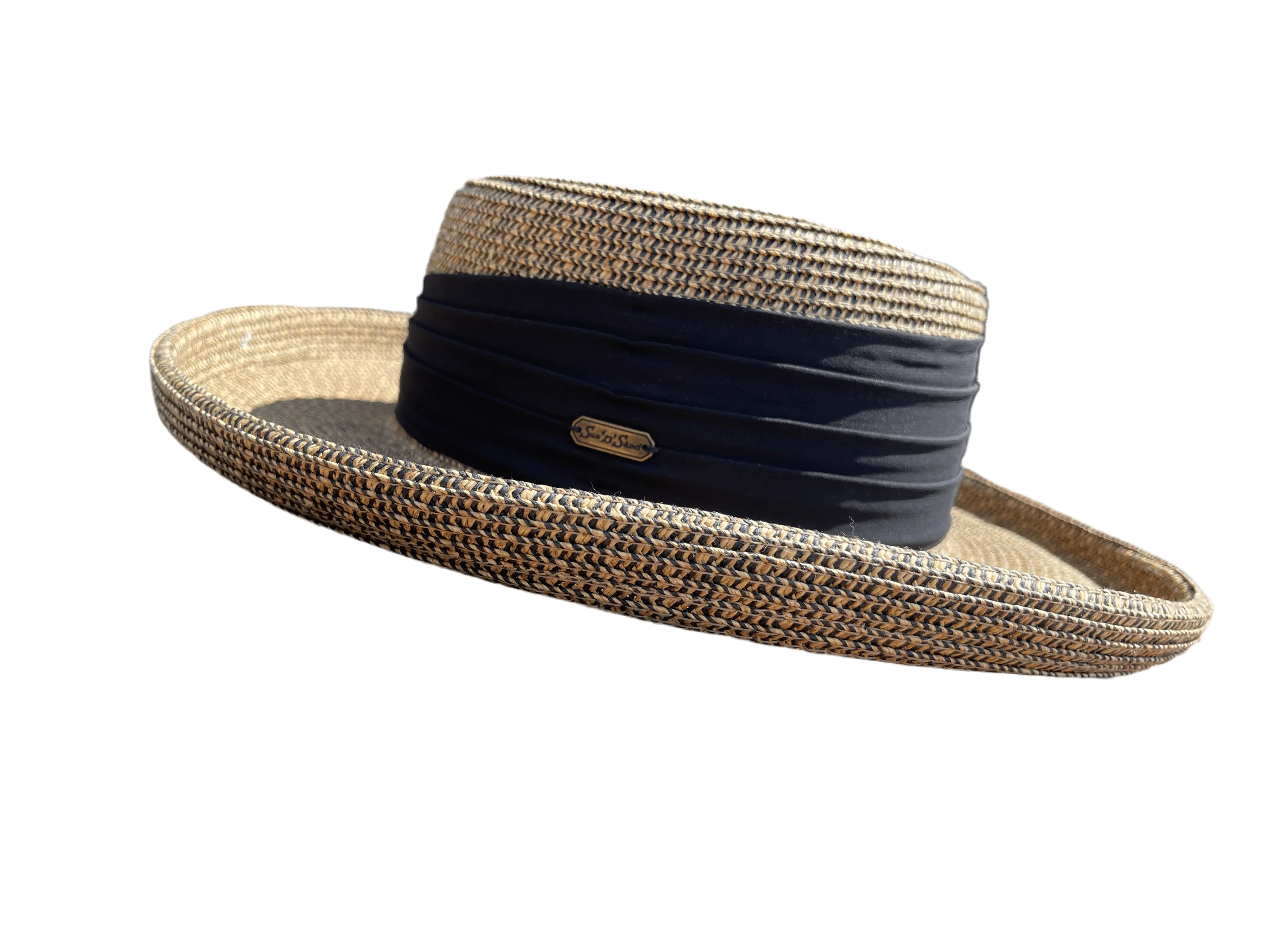 Island Girl Hats- Paper Braid Rolled Brim Chiffon Wrap
