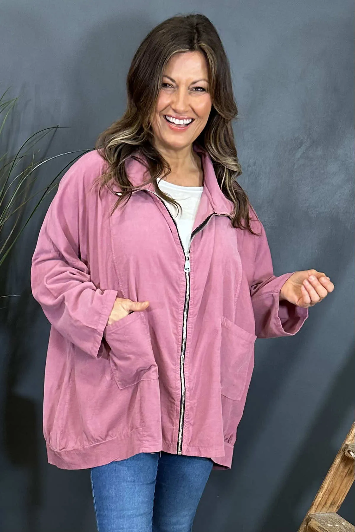 Joni Zip Up Cord Jacket Grape