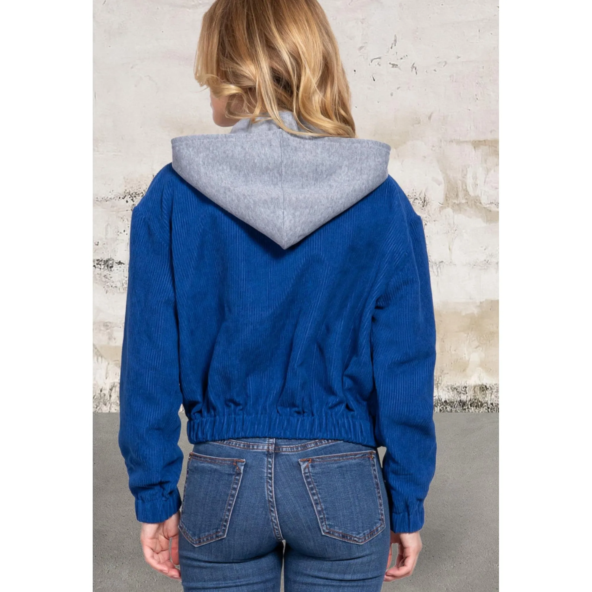 Long Sleeve Hoodie Blue Jacket